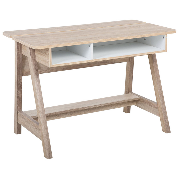 Scrivania Luce Legno 110 x 60 cm 2 Ripiani Poggiapiedi Scandinavo
