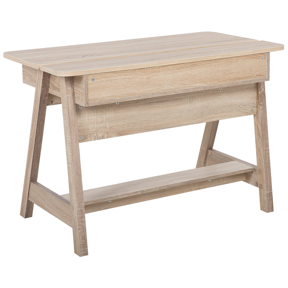 Scrivania Luce Legno 110 x 60 cm 2 Ripiani Poggiapiedi Scandinavo