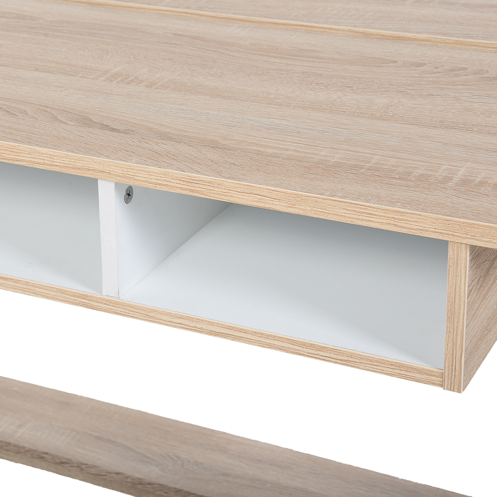Scrivania Luce Legno 110 x 60 cm 2 Ripiani Poggiapiedi Scandinavo