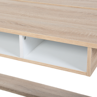 Scrivania Luce Legno 110 x 60 cm 2 Ripiani Poggiapiedi Scandinavo