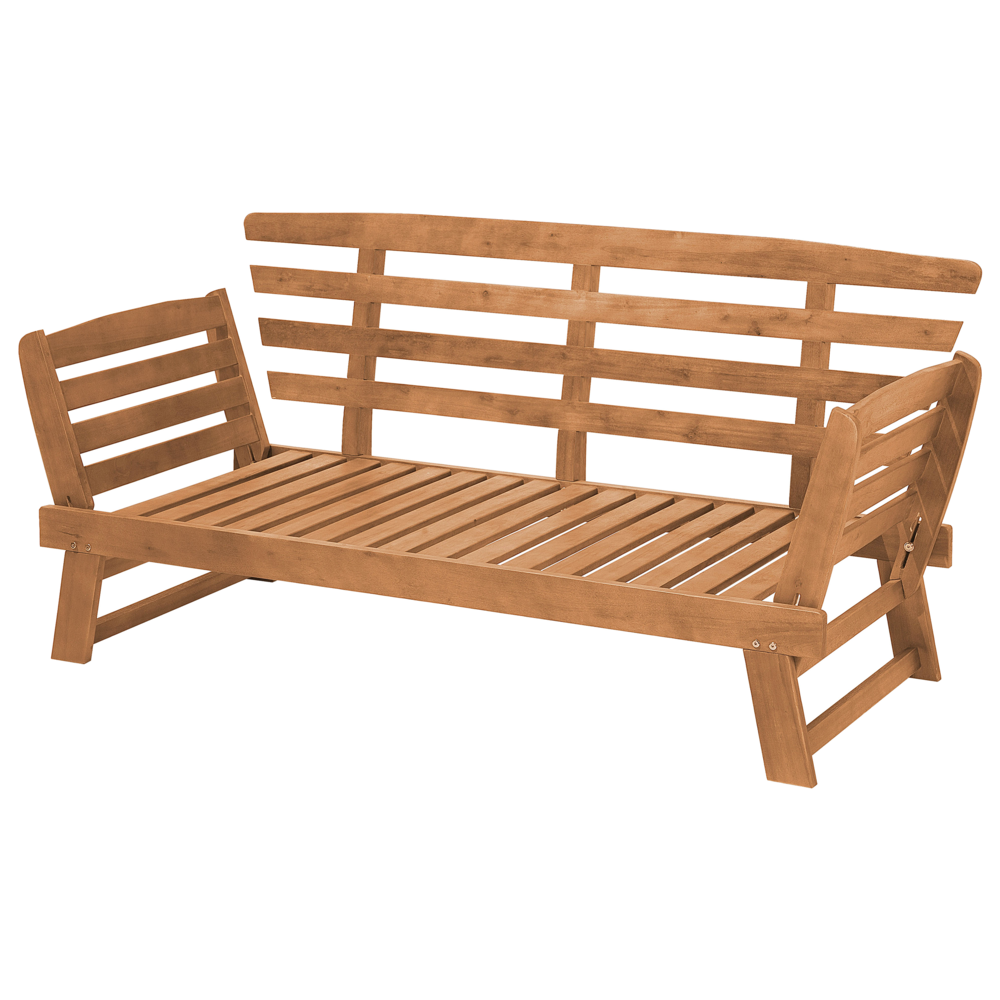 Panca da giardino leggera in legno di eucalipto tortora cuscini da esterno 2 posti con braccioli reclinabili