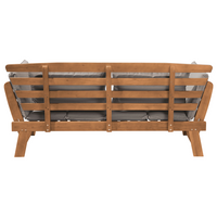 Panca da giardino leggera in legno di eucalipto tortora cuscini da esterno 2 posti con braccioli reclinabili