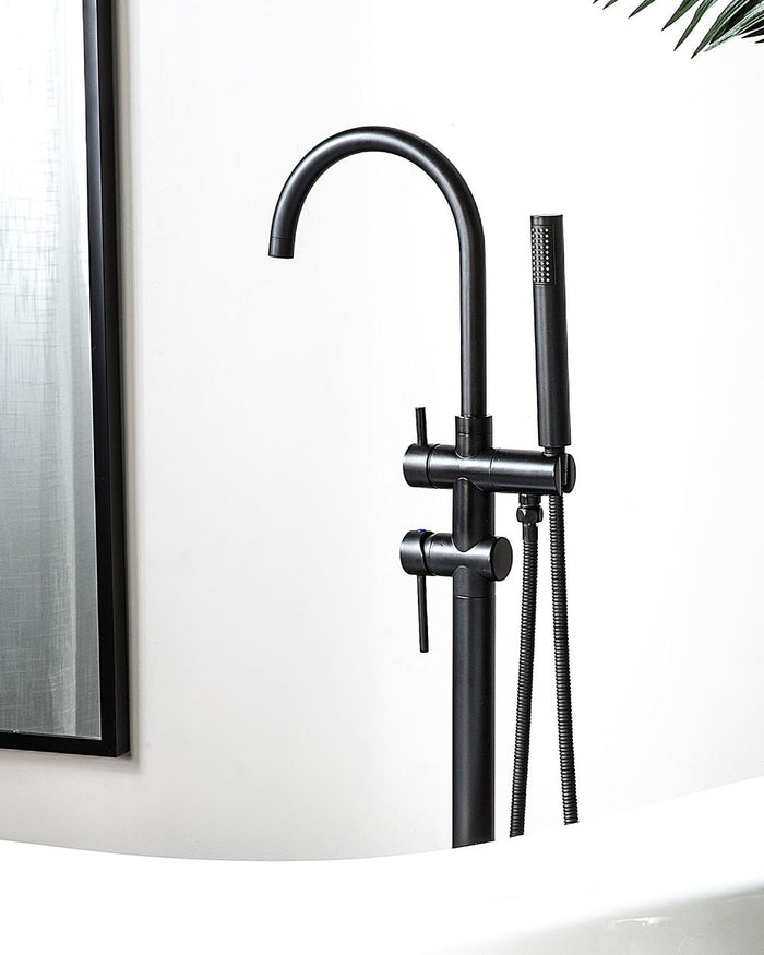 Rubinetto per vasca da bagno Rubinetto per vasca freestanding in ottone Nero con doccetta Design moderno