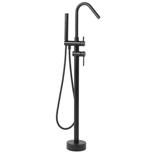 Rubinetto vasca da bagno cromato Nero freestanding 118 cm con doccetta moderna