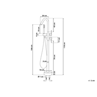 Rubinetto vasca da bagno cromato Nero freestanding 118 cm con doccetta moderna
