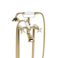 Rubinetto Vasca Ottone Dorato Freestanding 98 cm con Doccetta Moderna