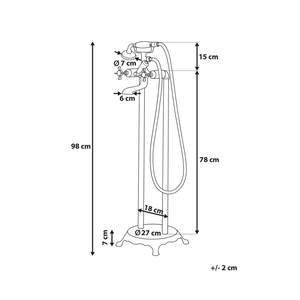 Rubinetto Vasca Ottone Dorato Freestanding 98 cm con Doccetta Moderna