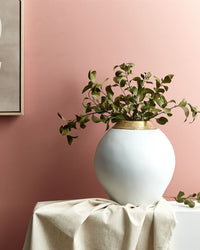 Vaso Decorativo Vaso da Tavolo in Ceramica Bianca da 31 cm con Collo dorato