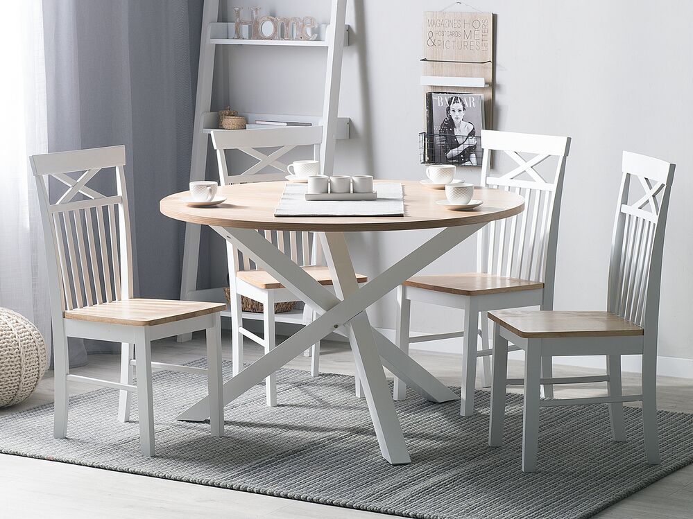 Tavolo da pranzo in legno chiaro bianco ø 120 cm rotondo scandinavo