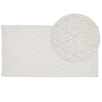 Tappeto in lana bianco sporco con viscosa 80 x 150 cm rettangolare intrecciato a mano Boho