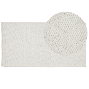 Tappeto in lana bianco sporco con viscosa 80 x 150 cm rettangolare intrecciato a mano Boho