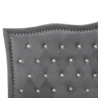 Letto matrimoniale 140 x 200 cm tessuto grigio scuro struttura imbottita finiture per la testa dei chiodi bottoni cristallo poggiatesta