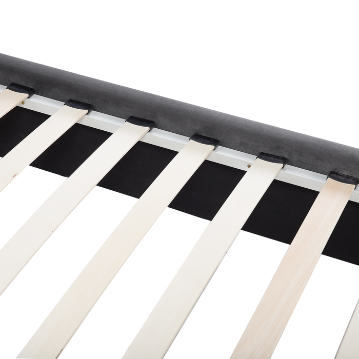 Letto 180 x 200 cm Velluto grigio scuro Cornice imbottita Bottoni in cristallo Poggiatesta