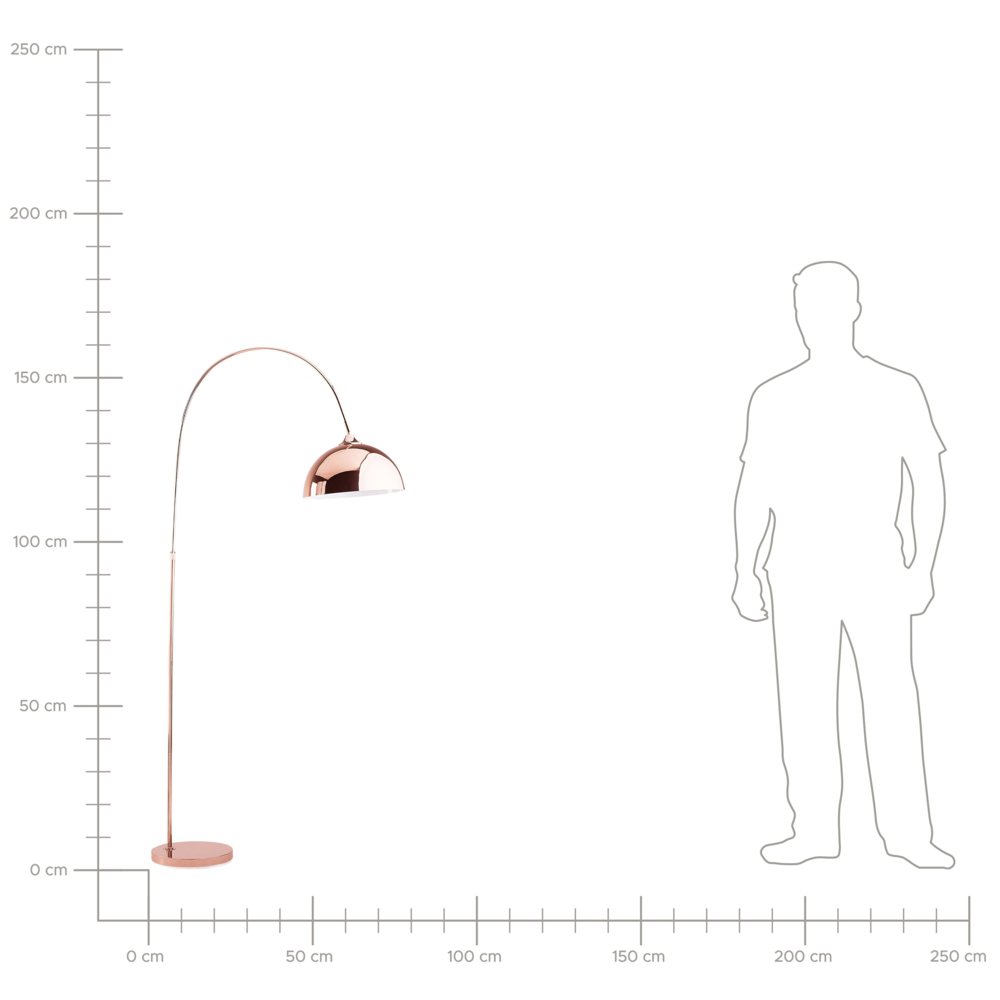 Lampada da terra rame 160 cm di altezza in metallo curvato decorativo retrò glamour