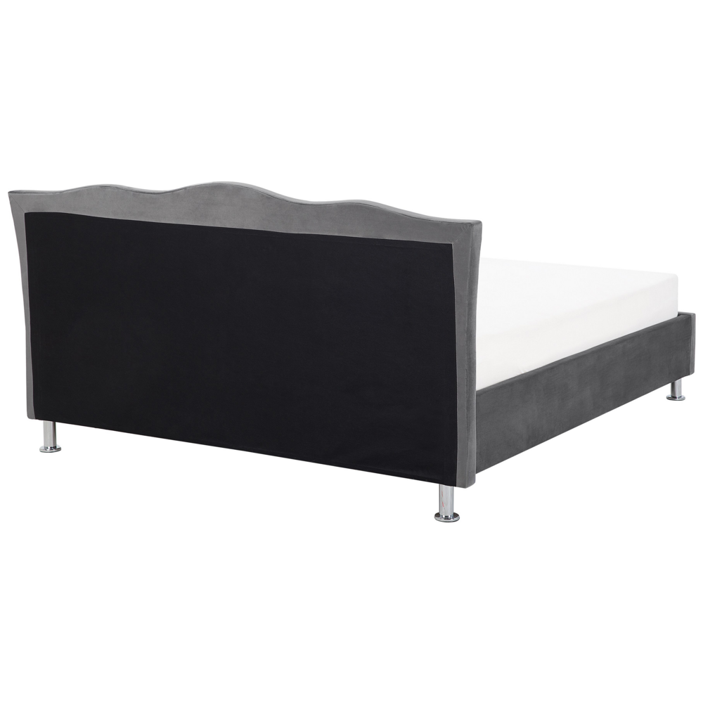 Letto 180 x 200 cm Velluto grigio scuro Cornice imbottita Bottoni in cristallo Poggiatesta
