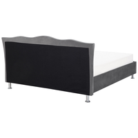 Letto 180 x 200 cm Velluto grigio scuro Cornice imbottita Bottoni in cristallo Poggiatesta
