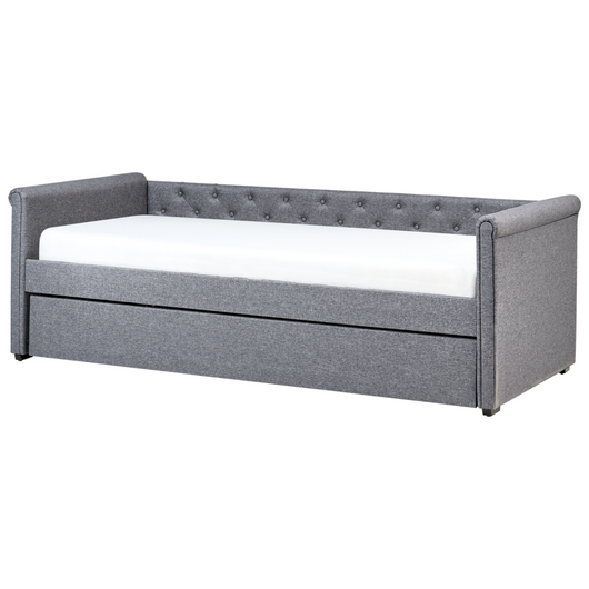 Divano Letto estraibile 90 x 200 cm Rivestimento in tessuto grigio Misura singola sottoletto per ospiti