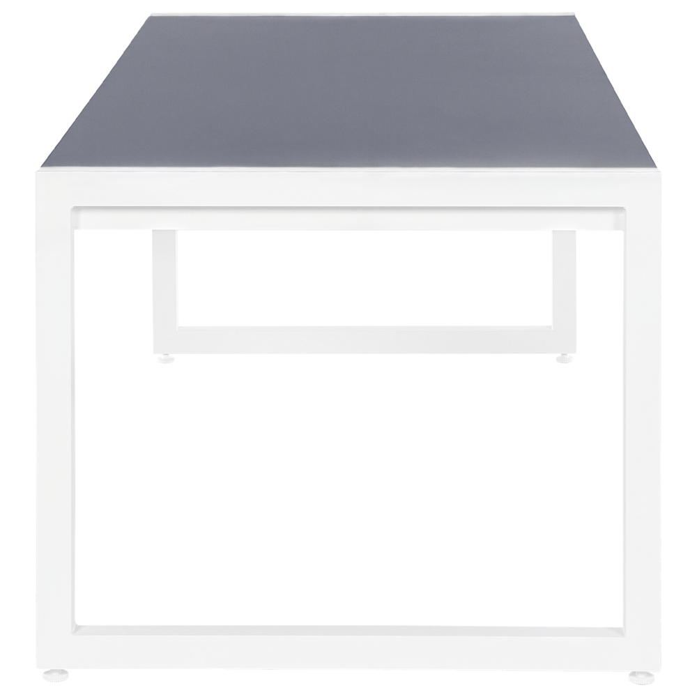 Tavolo da pranzo da giardino Piano in vetro alluminio grigio e bianco resistente agli agenti atmosferici