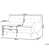 Divano in velluto grigio a 3 posti con schienale capitonnè imbottito con gambe in legno