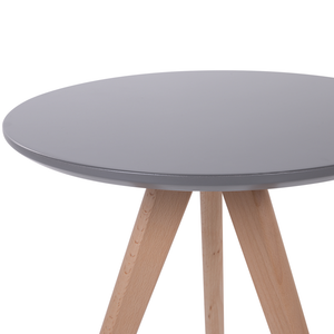 Nido di 3 tavoli con base per treppiede in legno chiaro con piano grigio in stile scandinavo