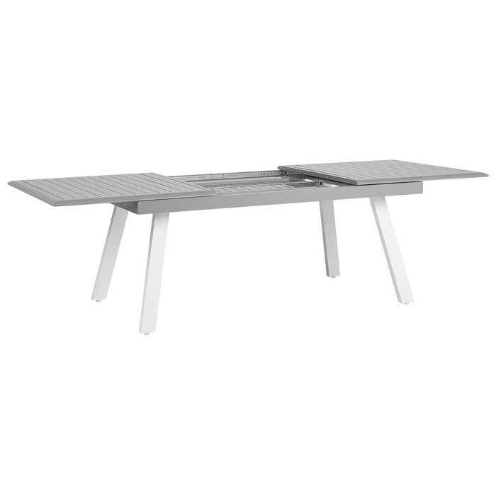 Tavolo da pranzo da giardino in alluminio grigio e bianco allungabile resistente agli agenti atmosferici