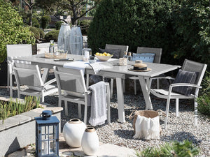 Set da pranzo da 7 pezzi bianco con tavolo grigio 6 sedie da giardino patio terrazza