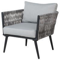 Set Conversazione Giardino Nero Rattan Sintetico Grigio Cuscini Da Esterno 4 Posti Con Tavolino