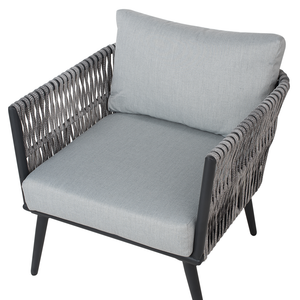 Set Conversazione Giardino Nero Rattan Sintetico Grigio Cuscini Da Esterno 4 Posti Con Tavolino