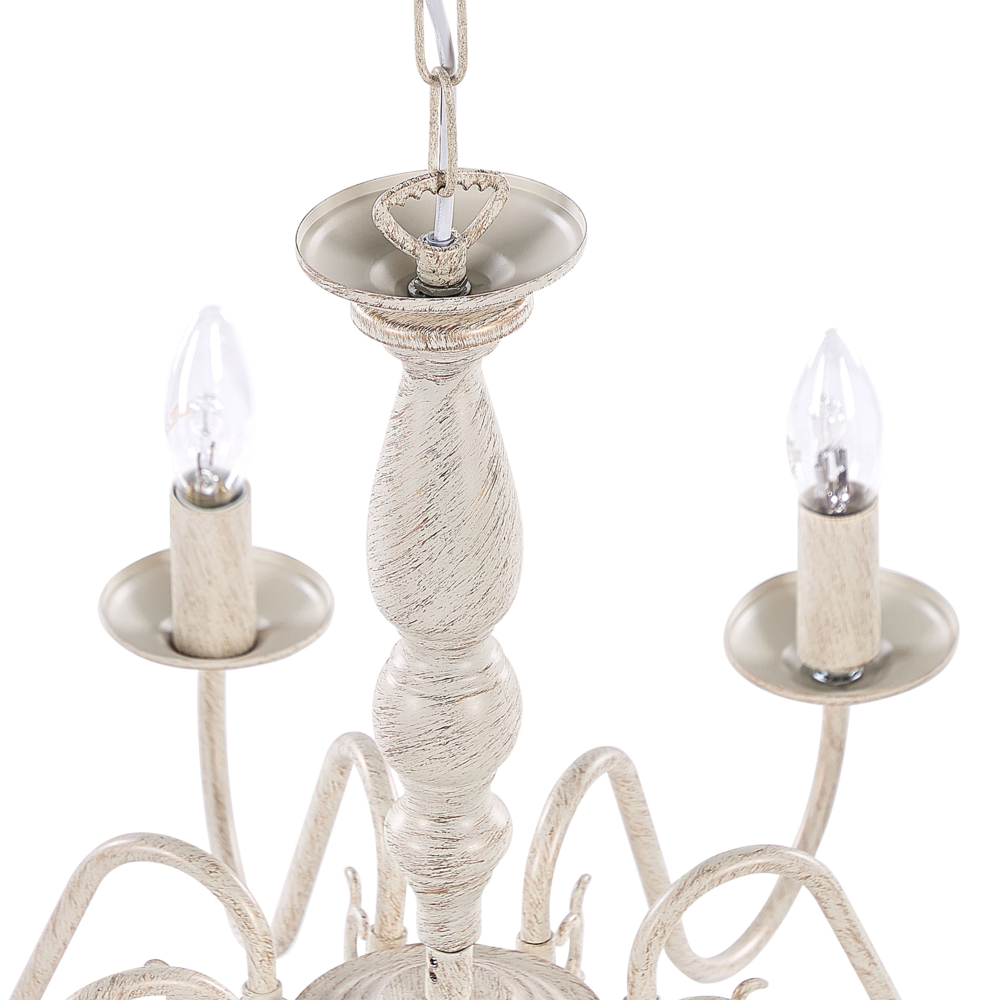 Lampada a Sospensione in Ferro Bianco e dorato 8 Luci Glam Vintage