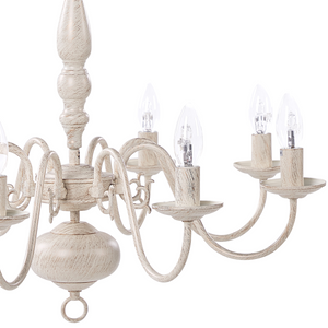 Lampada a Sospensione in Ferro Bianco e dorato 8 Luci Glam Vintage