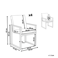 Set di 4 sedie da giardino Sedia da pranzo per esterni con struttura in alluminio bianco con cuscino grigio