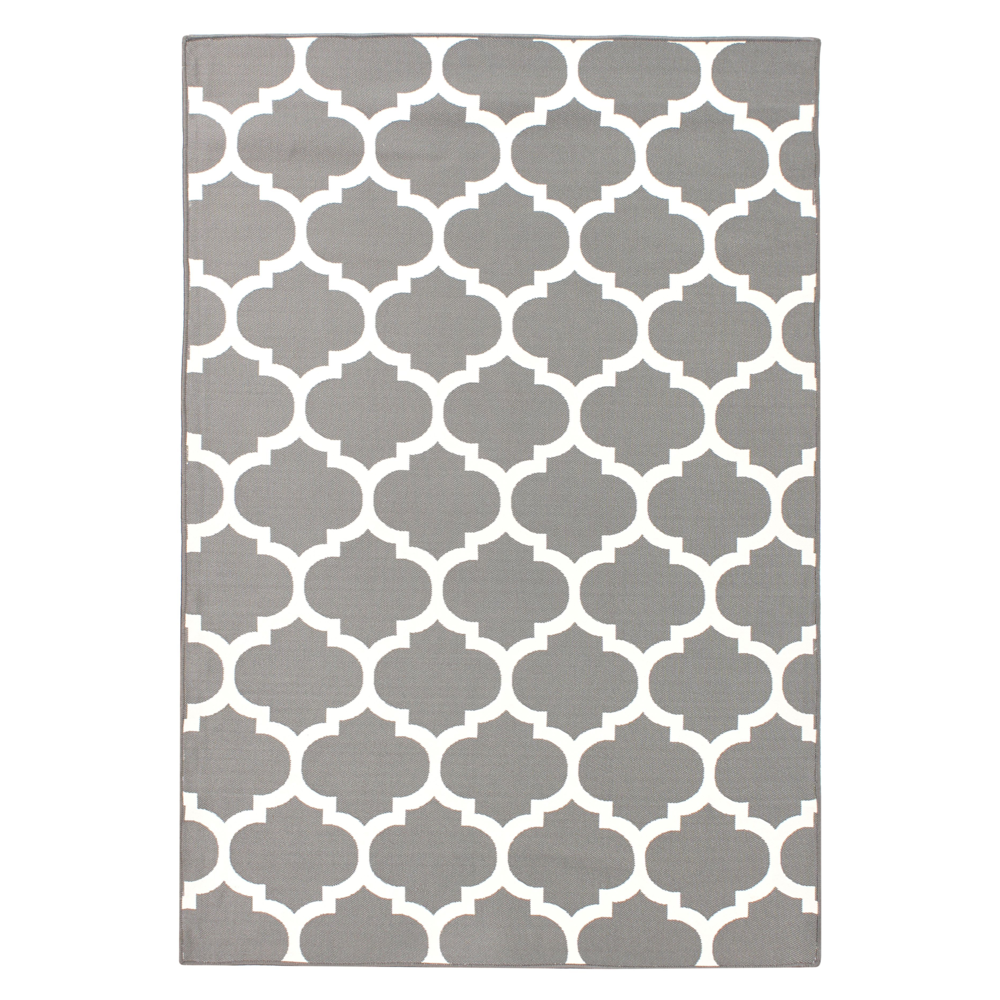 Tappeto tappetino Tessuto Grigio 140 x 200 cm Reversibile Esterno Interno Marocchino