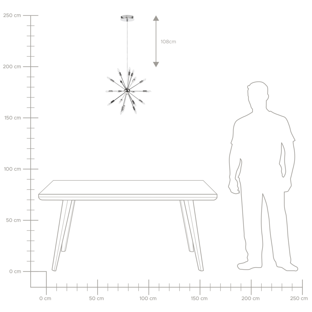 Lampada a Sospensione 18 Luci Metallo Argento stile moderno Glam