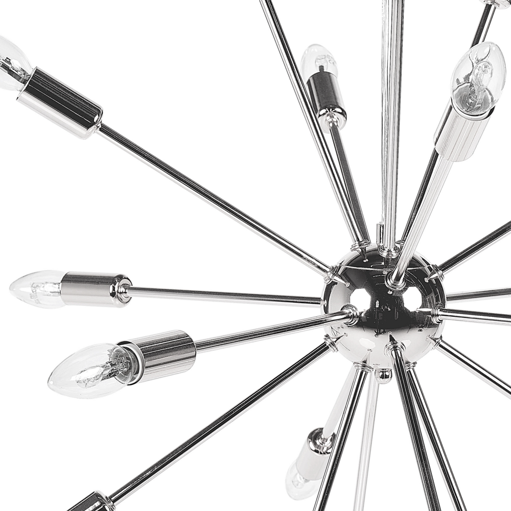 Lampada a Sospensione 18 Luci Metallo Argento stile moderno Glam