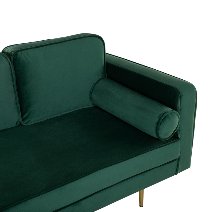 Chaise longue Velluto Verde Smeraldo Imbottito Orientamento versione destra Gambe In Metallo Cuscino  Design Moderno