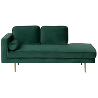 Chaise longue Velluto Verde Smeraldo Imbottito Orientamento versione sinistra Gambe In Metallo Cuscino  Design Moderno