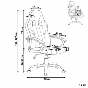 Sedia da ufficio in ecopelle nera e verde con funzione di inclinazione regolabile in altezza