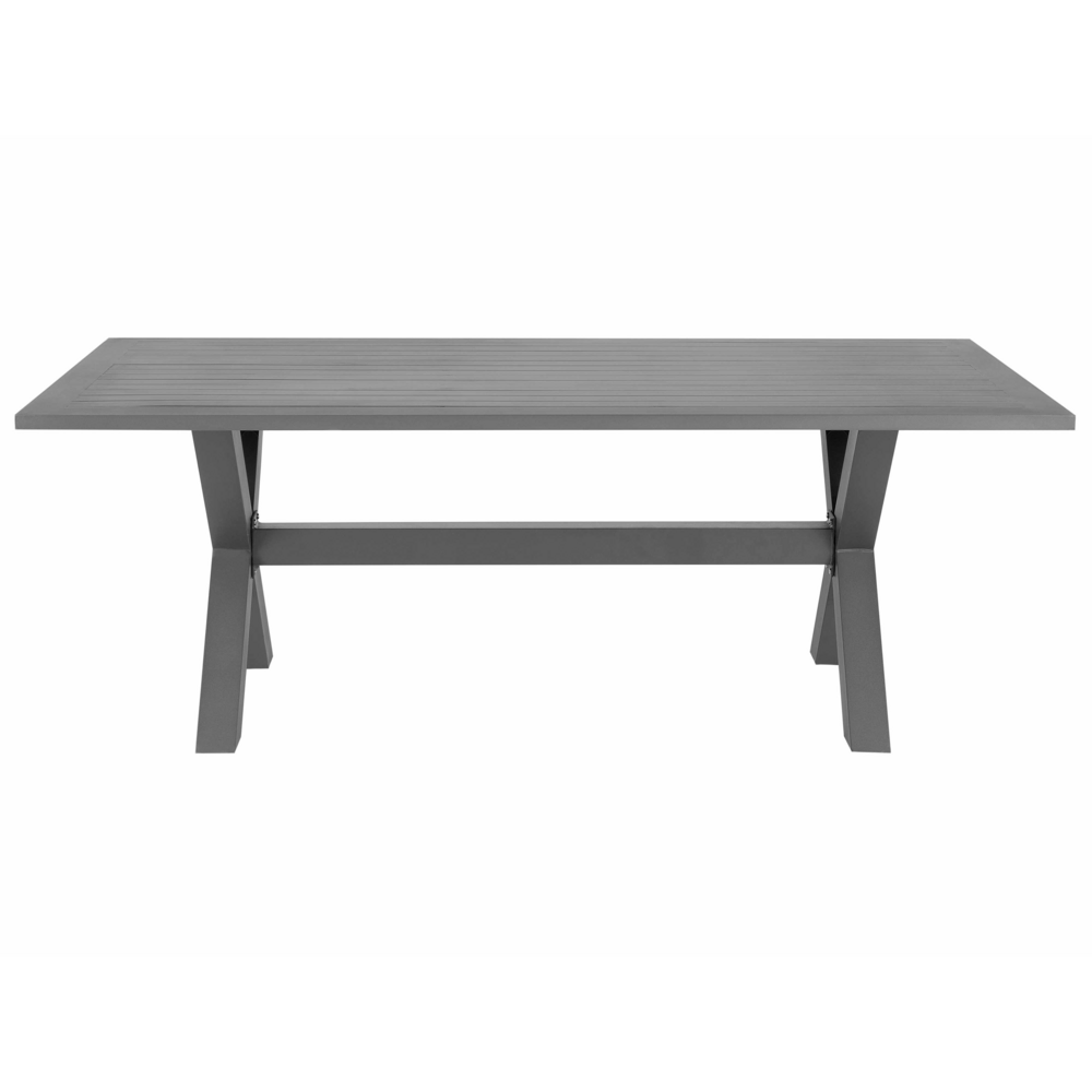 Tavolo da pranzo per esterno con piano a doghe in alluminio grigio 200 x 105 cm rettangolare per esterno moderno industriale