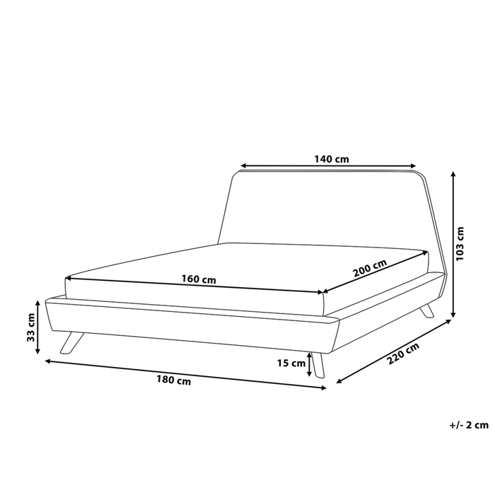 Struttura del letto in velluto Nero Gambe in legno chiaro 160 x 200 cm Retro