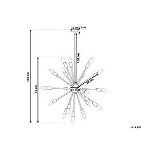 Lampada a Sospensione 18 Luci Metallo Argento stile moderno Glam