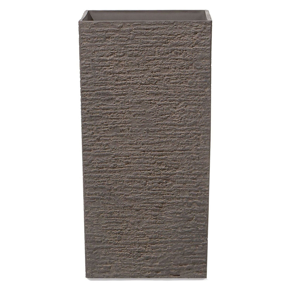 Vaso per piante alto in pietra marrone 35 x 35 x 70 cm Fioriera per interni ed esterni