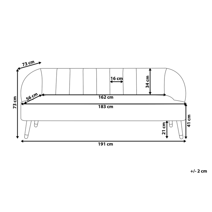 Divano in velluto verde smeraldo a 3 posti con schienale a canale incassato con gambe in legno