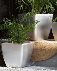 Vaso per piante in fibra d'argento argilla 41 x 42 x 42 cm per esterni interni per tutte le stagioni