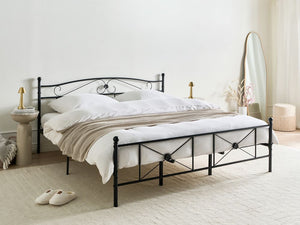 Letto 180 x 200 cm con struttura in metallo Nero Rete a doghe retrò