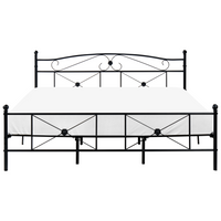 Letto 180 x 200 cm con struttura in metallo Nero Rete a doghe retrò