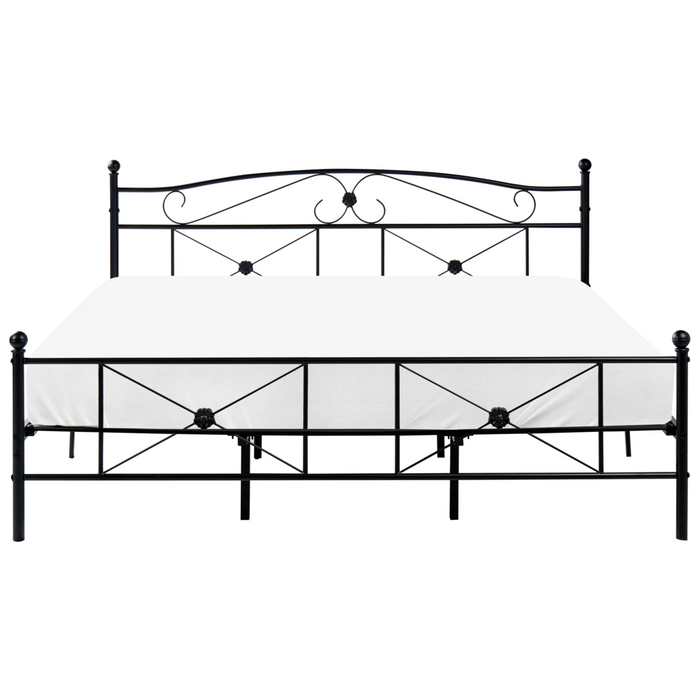 Letto 180 x 200 cm con struttura in metallo Nero Rete a doghe retrò