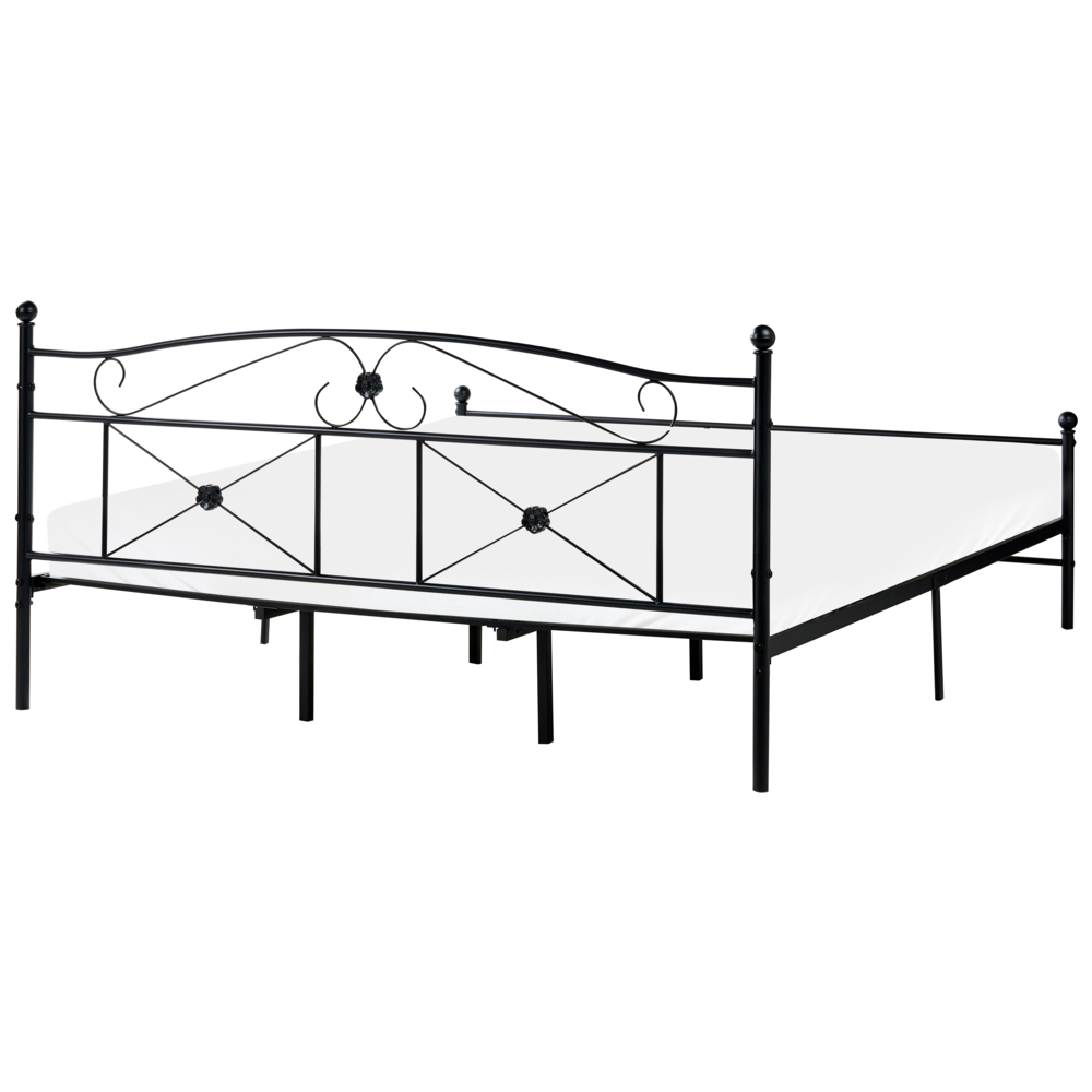 Letto 180 x 200 cm con struttura in metallo Nero Rete a doghe retrò