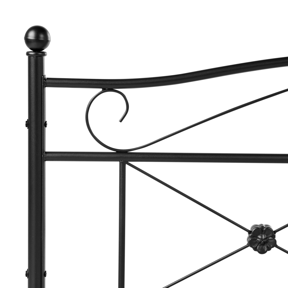 Letto 180 x 200 cm con struttura in metallo Nero Rete a doghe retrò