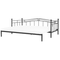 Dormeuse Letto estraibile Nero Singolo da 90 x 200 a 180 x 200 cm Base a doghe estraibile Convertibile