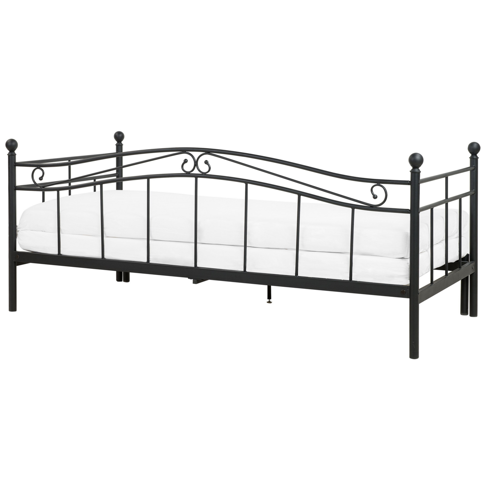 Dormeuse Letto estraibile Nero Singolo da 90 x 200 a 180 x 200 cm Base a doghe estraibile Convertibile